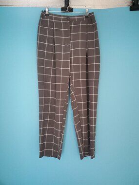 H&M Divided Trousers Size 8 Grey with White Checkers Tapered Cropped